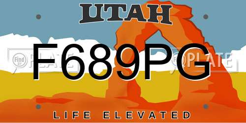 F689PG Utah License Plate