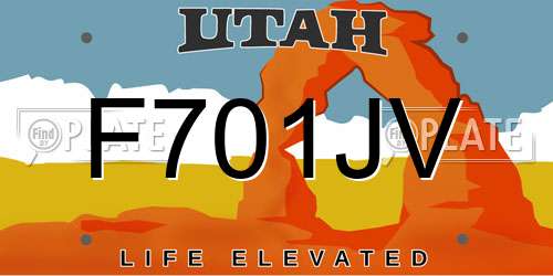 F701JV Utah License Plate