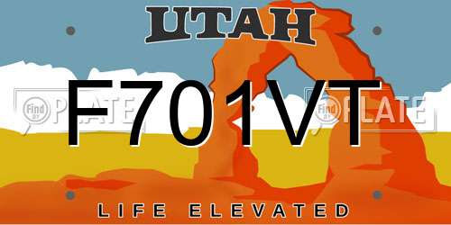 F701VT Utah License Plate
