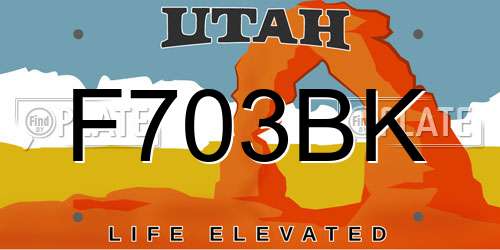 F703BK Utah License Plate
