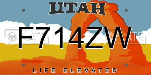 F714ZW Utah License Plate