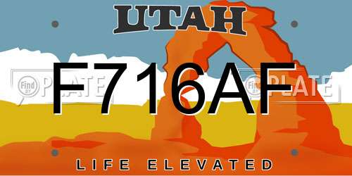 F716AF Utah License Plate