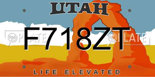 F718ZT Utah License Plate