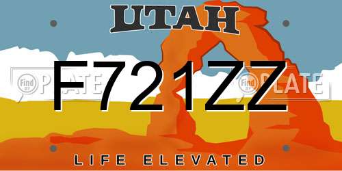 F721ZZ Utah License Plate