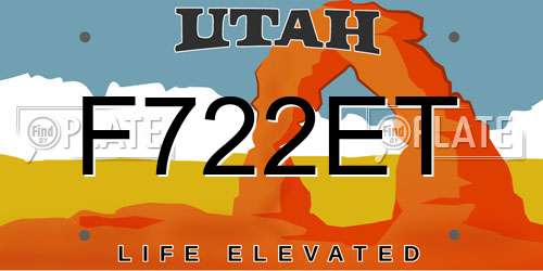 F722ET Utah License Plate