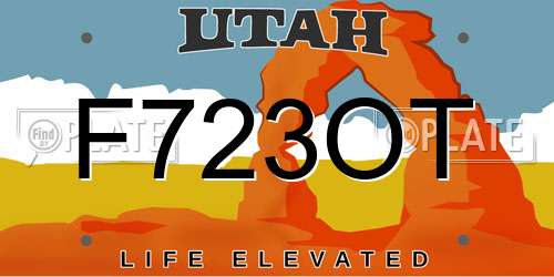 F723OT Utah License Plate