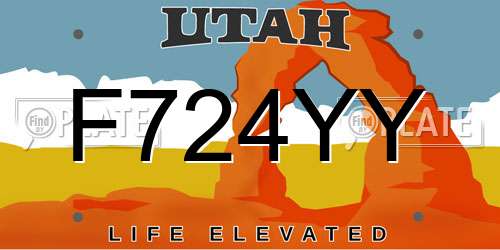 F724YY Utah License Plate