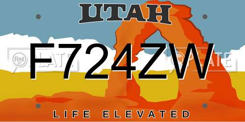F724ZW Utah License Plate