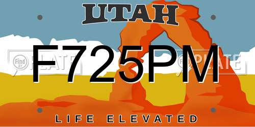 F725PM Utah License Plate
