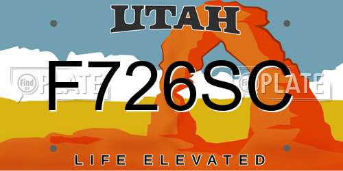 F726SC Utah License Plate