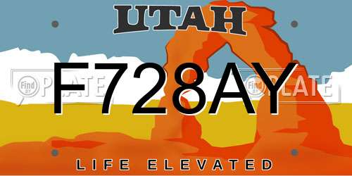 F728AY Utah License Plate