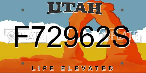 F72962S Utah License Plate