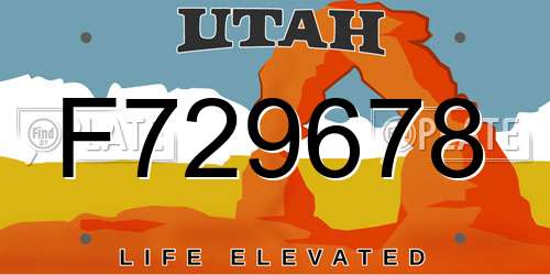 F729678 Utah License Plate