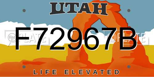 F72967B Utah License Plate