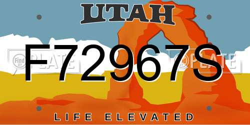 F72967S Utah License Plate
