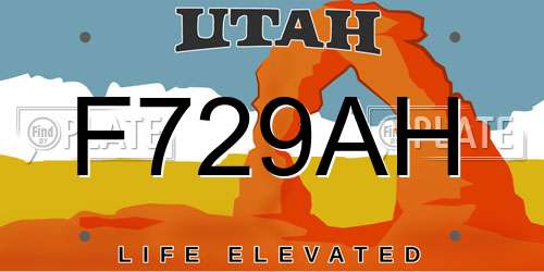 F729AH Utah License Plate