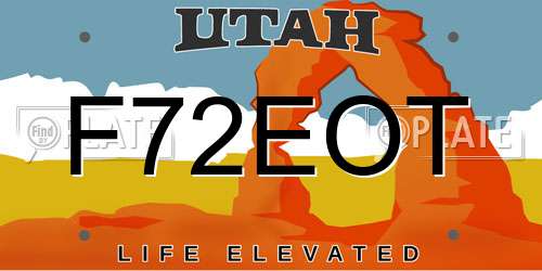 F72EOT Utah License Plate