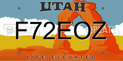 F72EOZ Utah License Plate