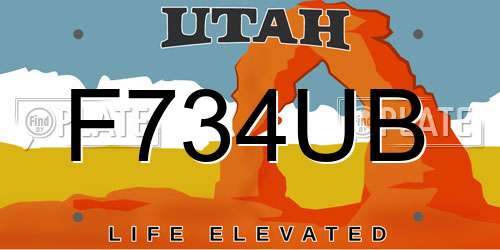 F734UB Utah License Plate