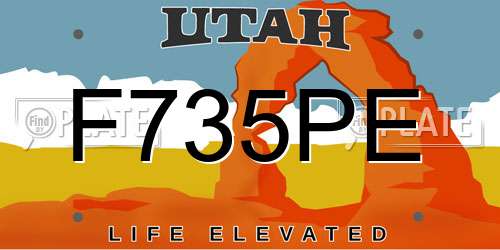 F735PE Utah License Plate