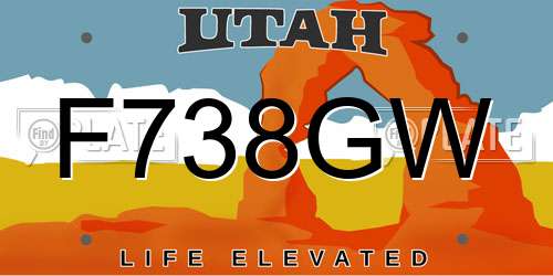 F738GW Utah License Plate