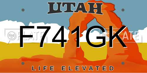 F741GK Utah License Plate