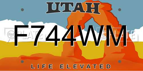 F744WM Utah License Plate