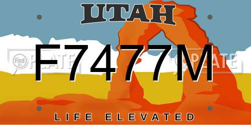 F7477M Utah License Plate