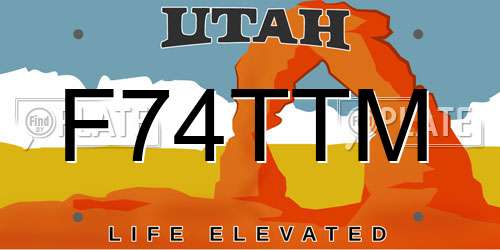 F74TTM Utah License Plate