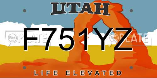 F751YZ Utah License Plate