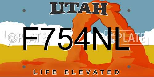 F754NL Utah License Plate