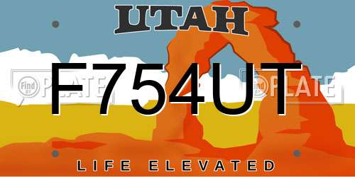F754UT Utah License Plate