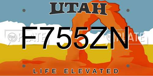 F755ZN Utah License Plate