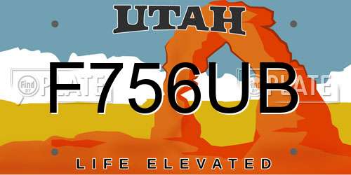 F756UB Utah License Plate
