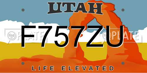 F757ZU Utah License Plate