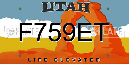 F759ET Utah License Plate