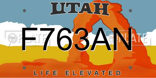 F763AN Utah License Plate