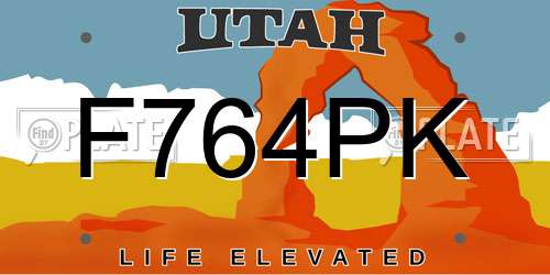 F764PK Utah License Plate