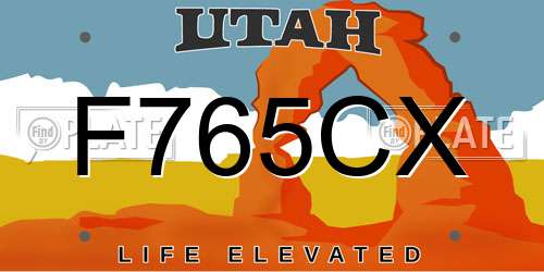 F765CX Utah License Plate