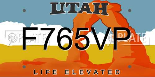 F765VP Utah License Plate