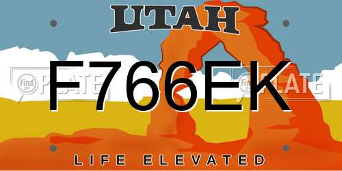 F766EK Utah License Plate