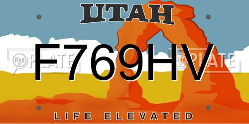 F769HV Utah License Plate