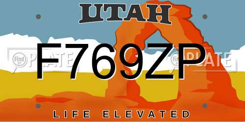 F769ZP Utah License Plate