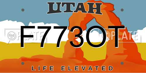 F773OT Utah License Plate
