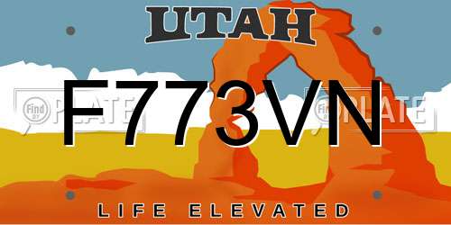 F773VN Utah License Plate