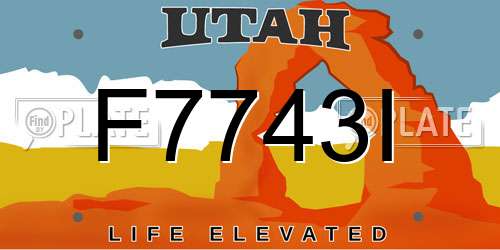 F7743I Utah License Plate