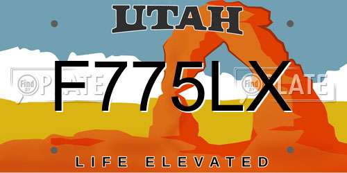 F775LX Utah License Plate