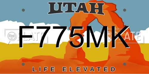 F775MK Utah License Plate