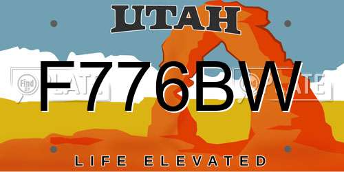 F776BW Utah License Plate