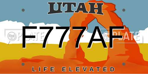F777AF Utah License Plate